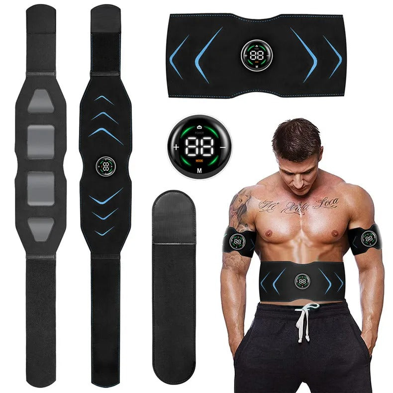 ElectroFlex EMS Muscle Stimulator Waist & Arm Belt-Heated ABS Trainer for Men & Women