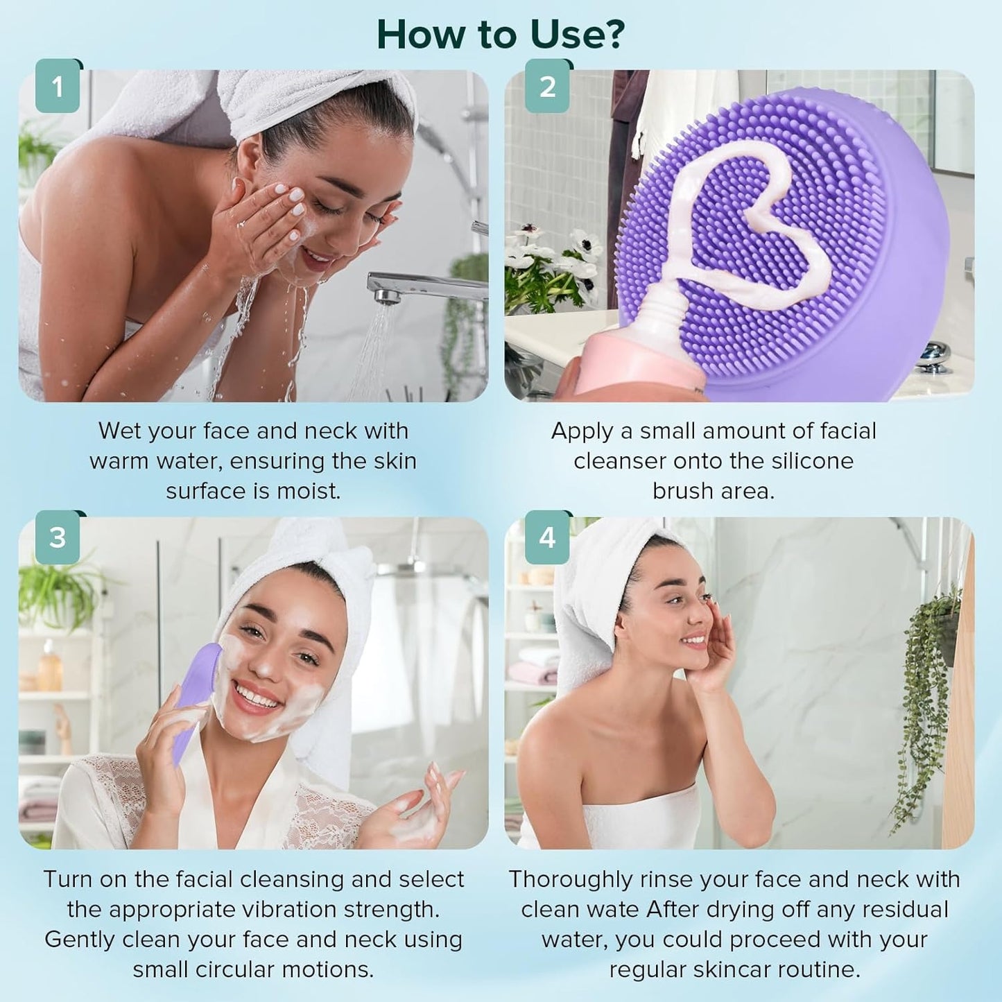 Deep Bio-Cleanse Waterproof Electric Facial Brush