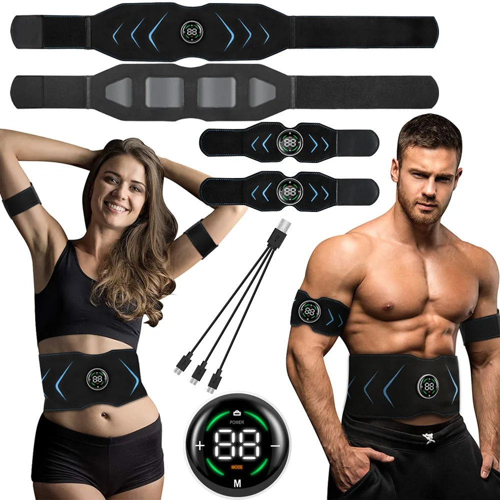 ElectroFlex EMS Muscle Stimulator Waist & Arm Belt-Heated ABS Trainer for Men & Women